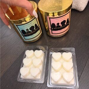 TWO Gold ISLAND SCENTED Candle Set WITH EXTRA WAX REFILLS